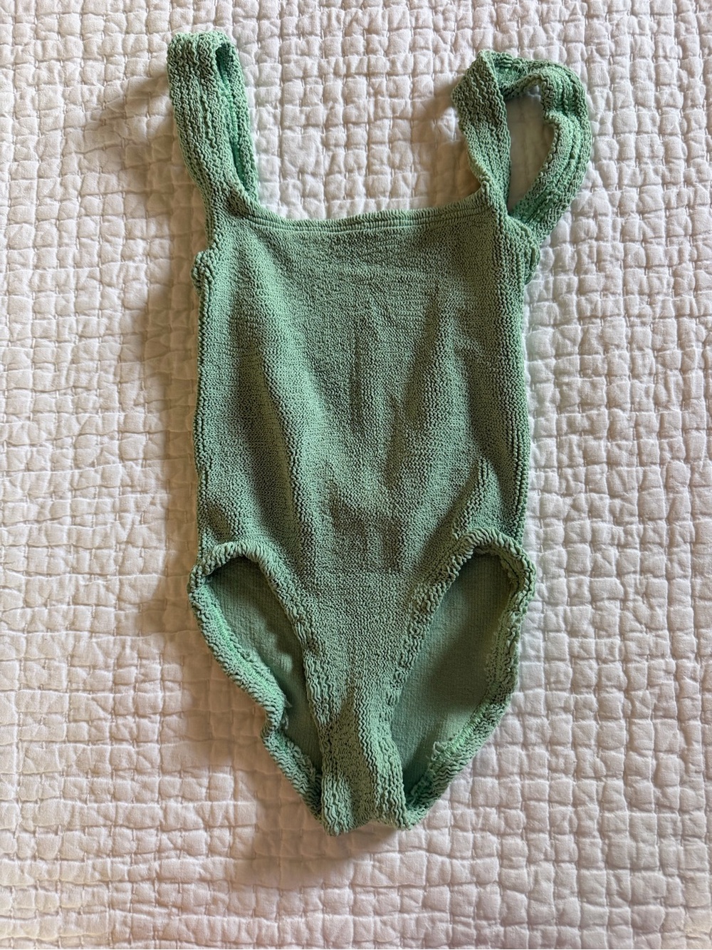 Hunza G Textured Sage Green One-Piece Swimsuit